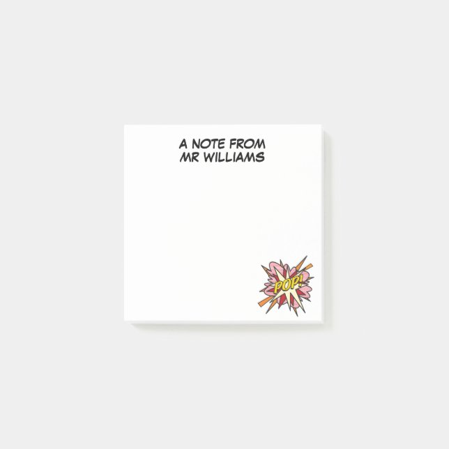 Personalized Fun Modern Cool Comic Book POP Post-it Notes (Front)