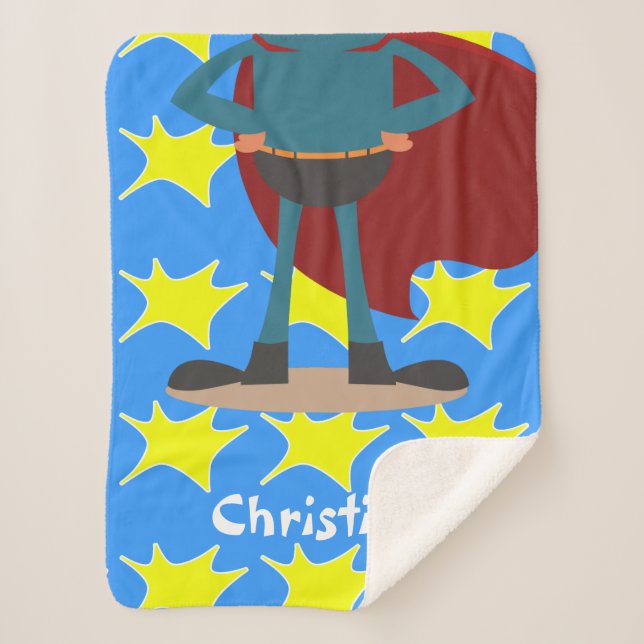 Personalized Fun Novelty Superhero Sherpa Blanket (Front)