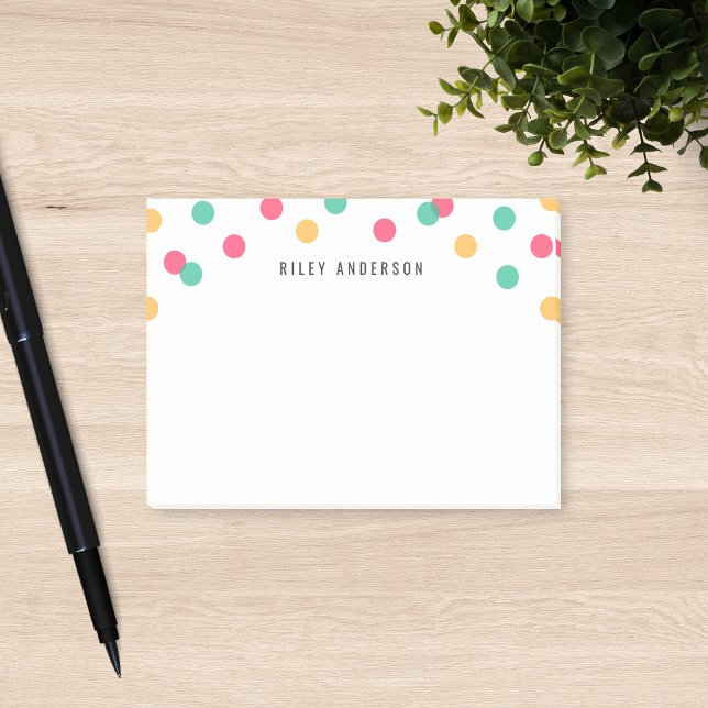 Personalized Fun Orange Pink Teal Confetti Post-it Notes (Creator Uploaded)