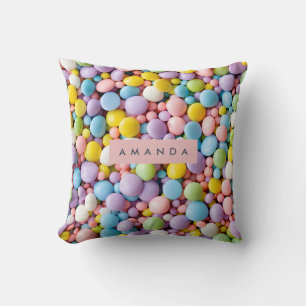 Personalized Fun Pastel Candy Pop Throw Pillow