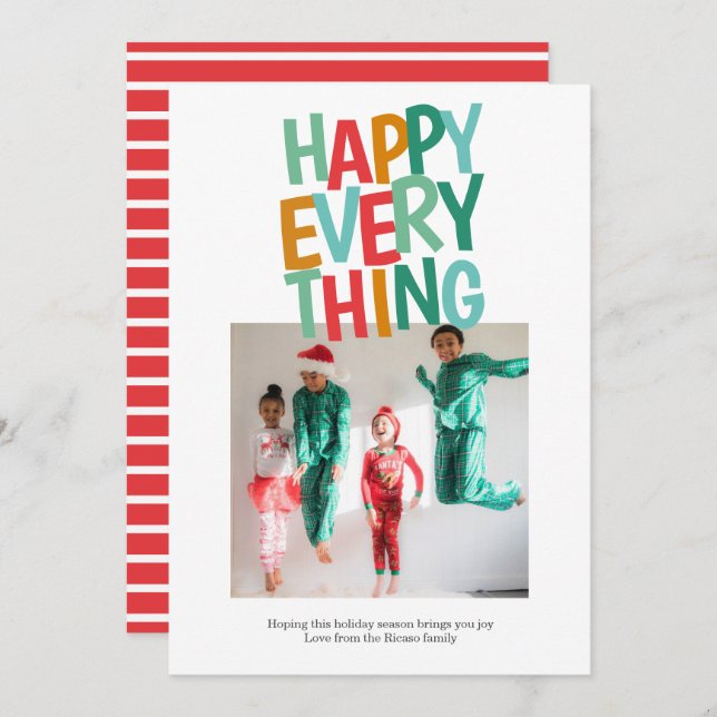 Personalized Fun Photo Happy Everything Christmas Holiday Card (Front/Back)