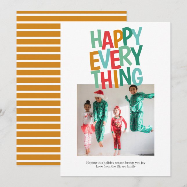 Personalized Fun Photo Happy Everything Christmas Holiday Card (Front/Back)