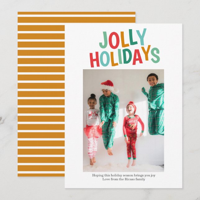 Personalized Fun Photo Jolly Holidays Christmas Holiday Card (Front/Back)