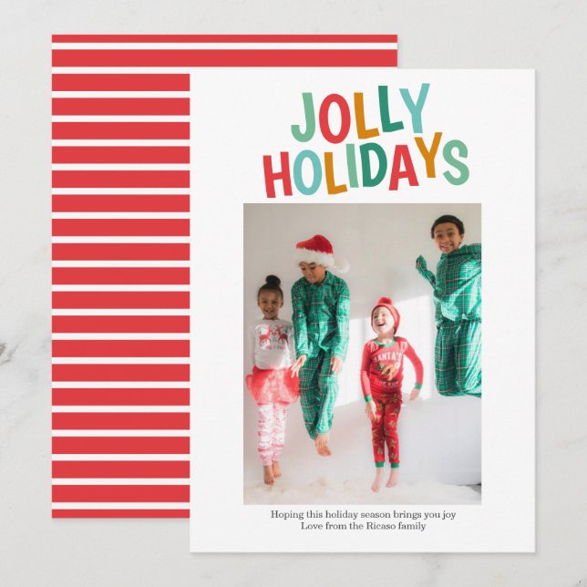 Personalized Fun Photo Jolly Holidays Christmas Holiday Card (Front/Back)