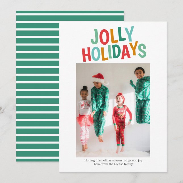 Personalized Fun Photo Jolly Holidays Christmas Holiday Card (Front/Back)