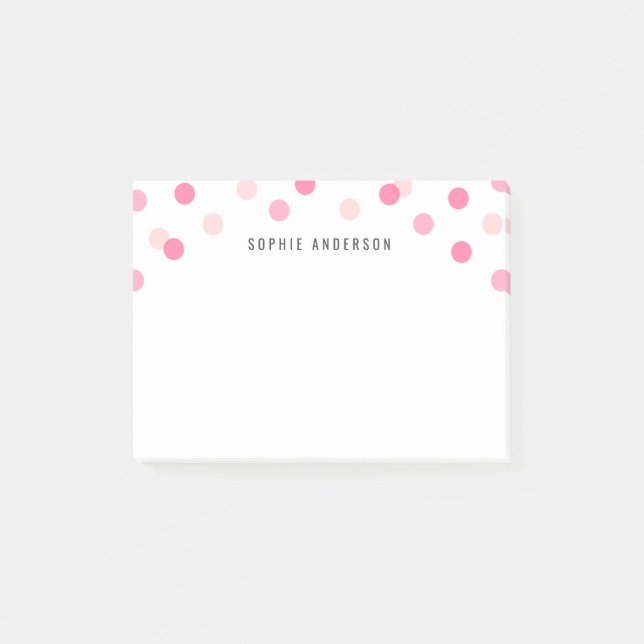 Personalized Fun Pink Confetti Post-it Notes (Front)