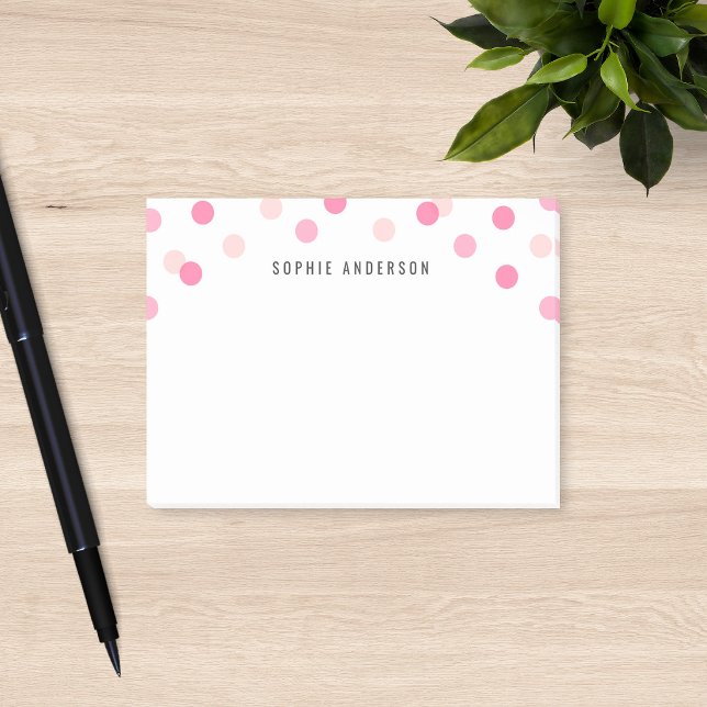 Personalized Fun Pink Confetti Post-it Notes (Creator Uploaded)