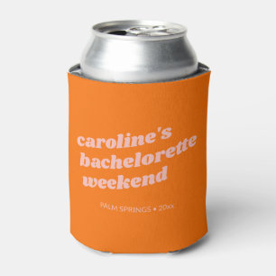 Personalized Fun Pink Orange Bachelorette Weekend Can Cooler