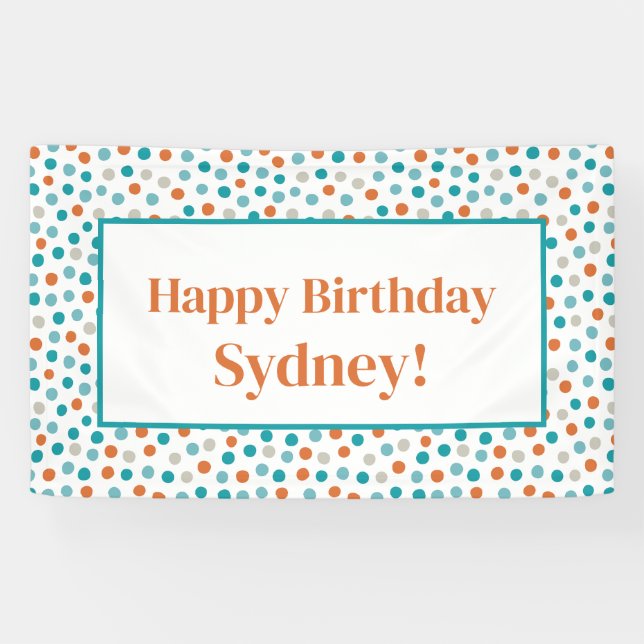 Personalized Fun Polka Dots Confetti Birthday Banner (Horizontal)
