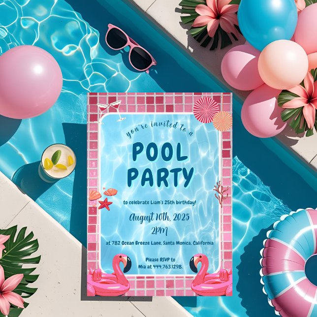 Personalized Fun Pool Party Birthday Invitation (Creator Uploaded)