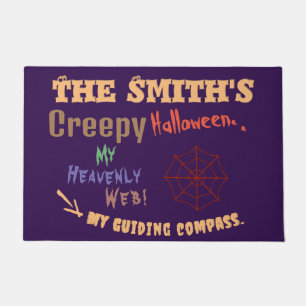 Personalized Fun Purple Halloween Spider Web Doormat