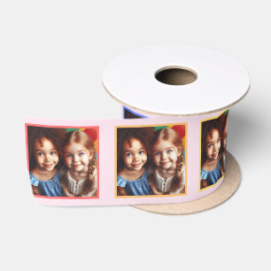 Personalized Fun Rainbow Colors Framed Photo Pink Satin Ribbon
