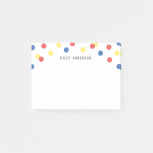 Personalized Fun Red Blue Yellow Confetti Post-it Notes