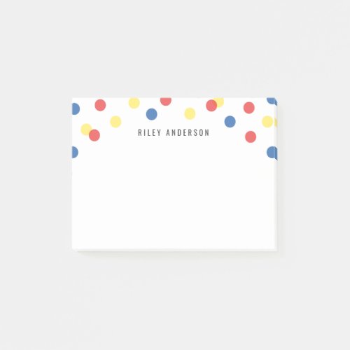 Personalized Fun Red Blue Yellow Confetti Post_it Notes