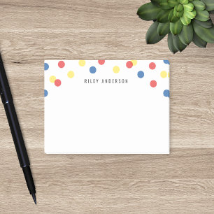 Personalized Fun Red Blue Yellow Confetti Post-it Notes