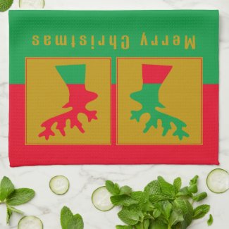 Personalized Fun Reindeer Red Green & Gold Holiday