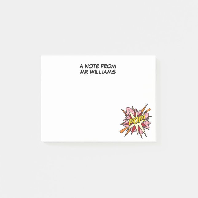 Personalized Fun Retro Comic Book Pop Art Post-it Notes (Front)