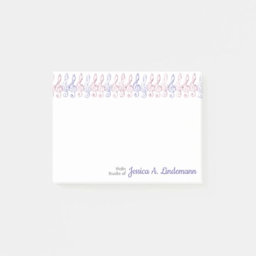 Personalized Fun Squiggly Rainbow Treble Clefs Post_it Notes