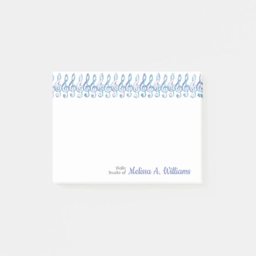 Personalized Fun Squiggly Rainbow Treble Clefs Post_it Notes