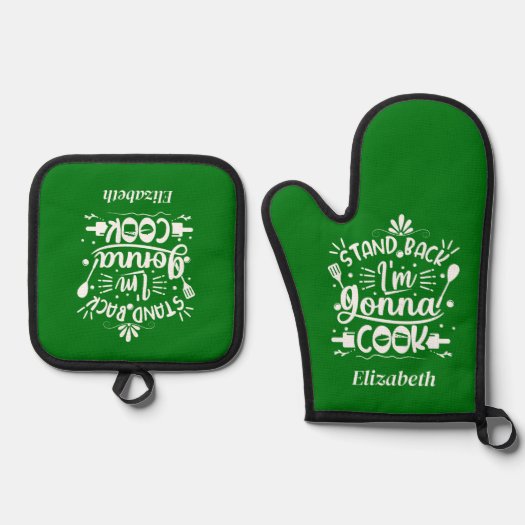Personalized Fun Stand Back I Am Gonna Cook Green