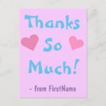[ Thumbnail: Personalized & Fun "Thanks So Much!" Postcard ]