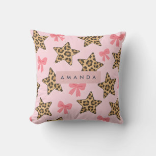 Personalized Fun Tiger Print Star Pattern Throw Pillow