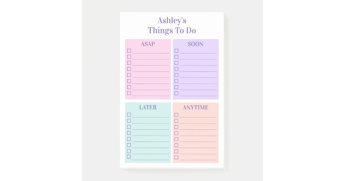 Personalized Fun To Do List Postit Notes Zazzle