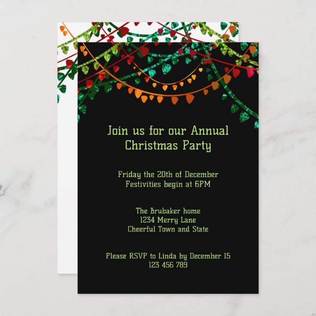 Personalized Fun Unique Colorful Christmas Party  Invitation (Front/Back)