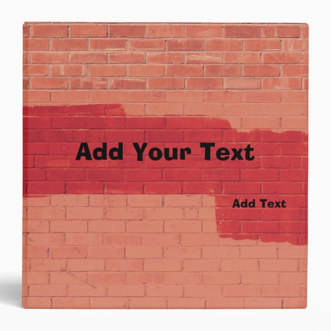 Personalized Fun Unique Red Brick Wall 3 Ring Binder (Front)