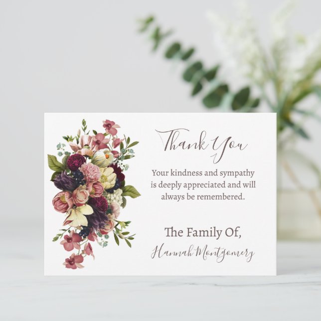 Personalized Funeral and Sympathy Thank You Cards (Standing Front)