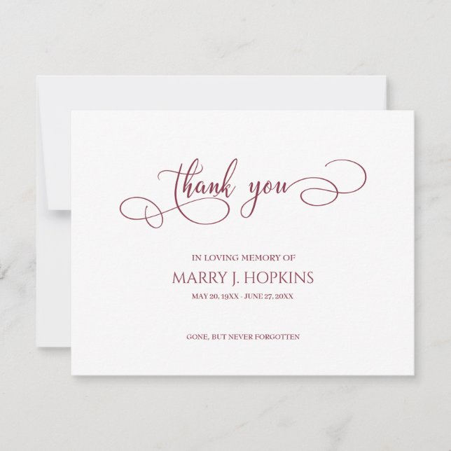 Personalized Funeral Bereavement Thank You Card (Front)