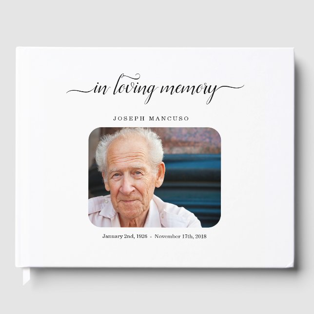 Personalized Funeral Guest Book / Memorial Sign In (Front)