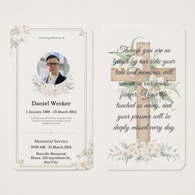 Personalized Funeral Memorial Sympathy Celebration (Front & Back)