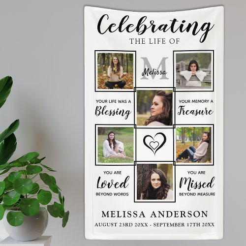 Personalized Funeral Memorial Unique Photo Collage Banner