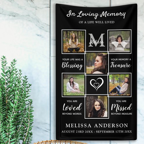 Personalized Funeral Photo Collage Loving Memory Banner