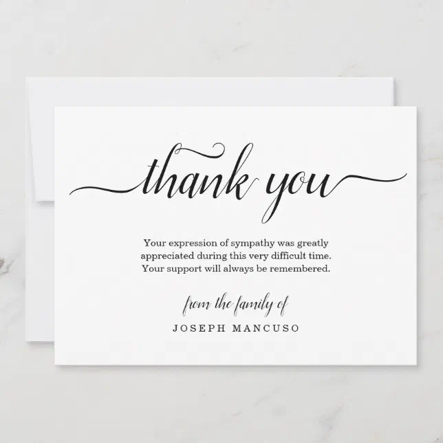 Personalized Funeral Thank You Card | Zazzle