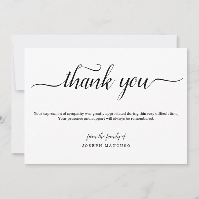 Personalized Funeral Thank You Card with Photo (Front)