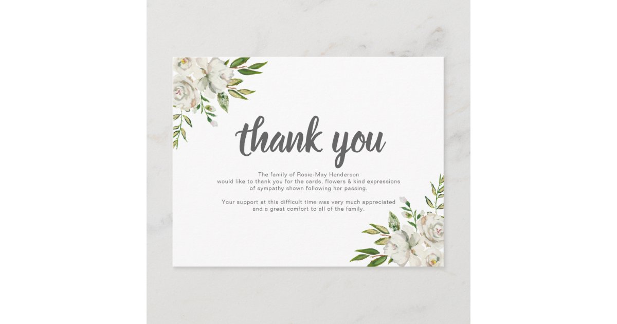 Personalized Funeral Thank You Note | Behreavement | Zazzle.com