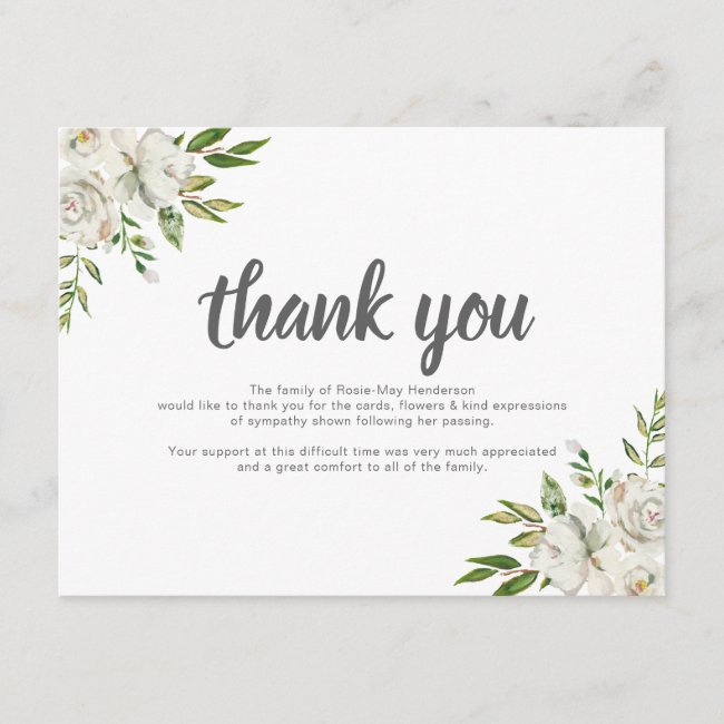 Personalized Funeral Thank You Note | Behreavement