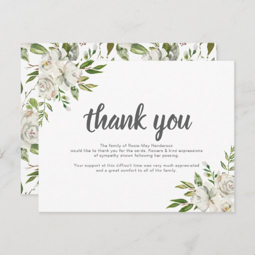 Personalized Funeral Thank You Note | Behreavement | Zazzle