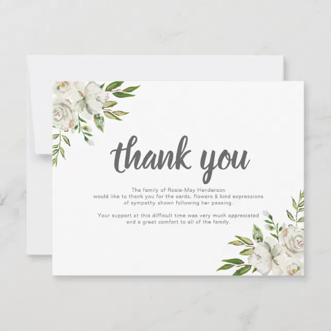 Personalized Funeral Thank You Note | Behreavement | Zazzle