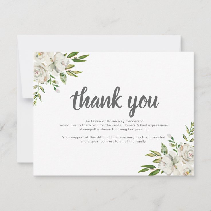 Personalized Funeral Thank You Note | Behreavement | Zazzle