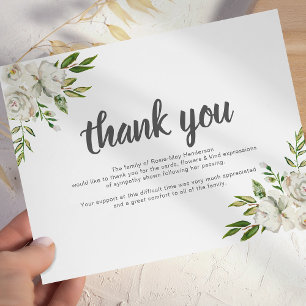 Personalized Funeral Thank You Note   Behreavement Card
