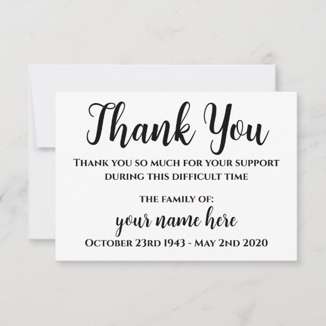 Personalized Funeral Thank You Notecards (Front)