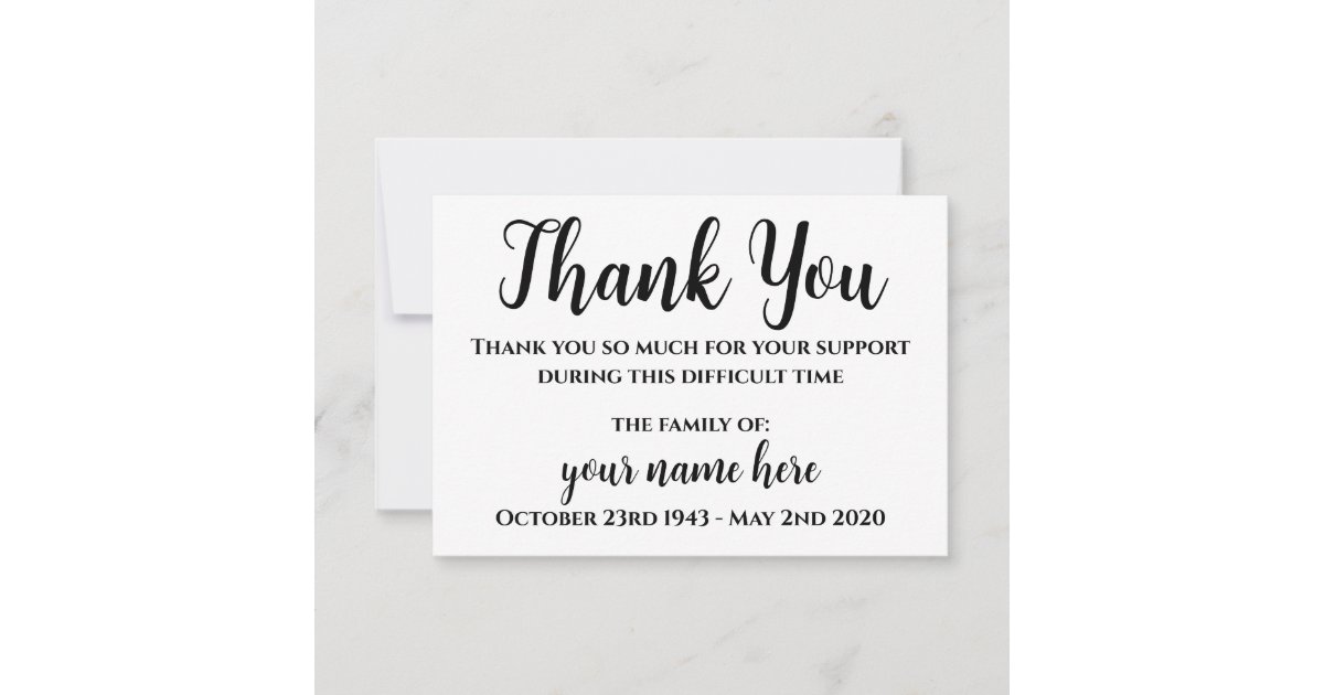 Personalized Funeral Thank You Notecards | Zazzle