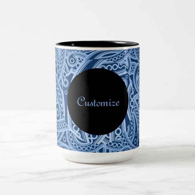 Personalized Funky Blue Paisley Pattern Mug (Center)