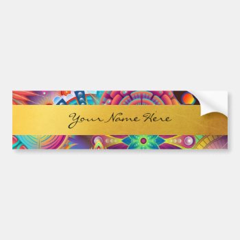 Personalized Funky Boho Floral Flame Mandalas Bumper Sticker by suchicandi at Zazzle