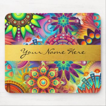 Personalized Funky Boho Floral Flame Mandalas Mouse Pad by suchicandi at Zazzle