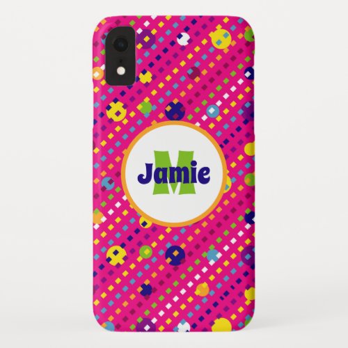 Personalized Funky Circles Dashes Pattern iPhone XR Case