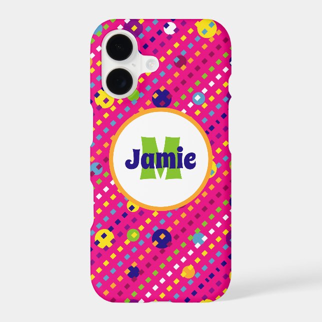Personalized Funky Circles, Dashes Pattern Iphone Case (Back)